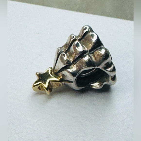 Authentic Retired Pandora Christmas Tree Two Tone 14k Gold & S925 Ale Silver - Picture 12 of 16